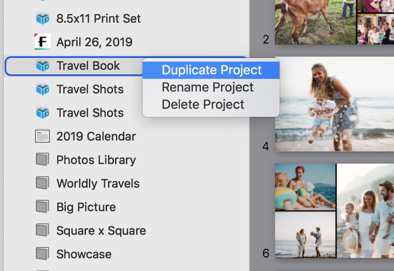 Duplicating a PrestoPhoto Project in Photos