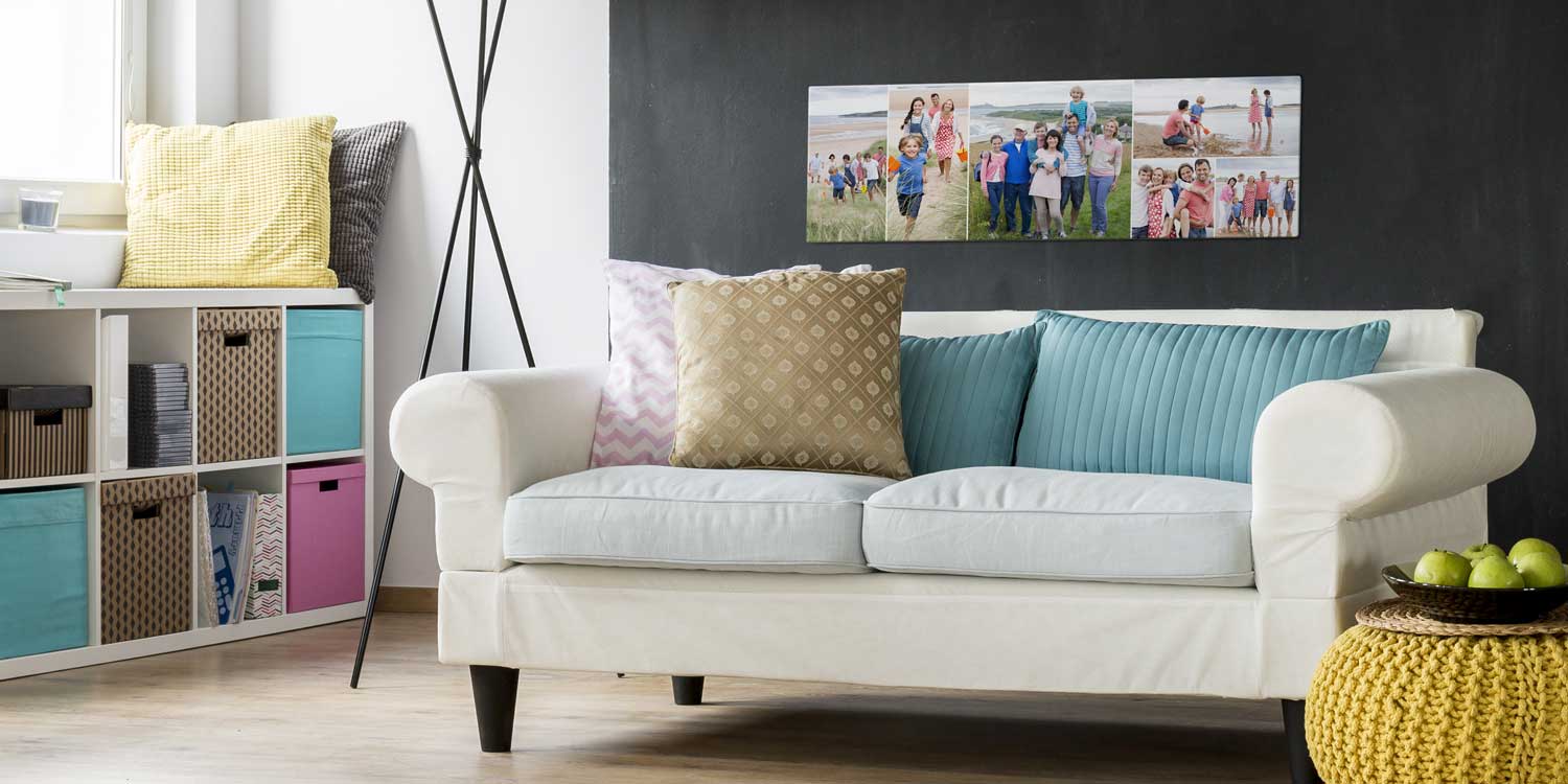 Panoramic Acrylic Collage Wall Print over Couch