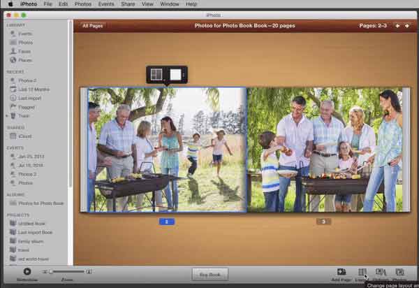 Change the layout of a iphoto photo book page