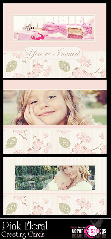 Pink Floral Greeting Cards Template