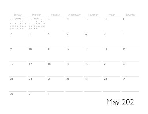 May 2021 Calendar Page