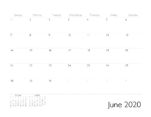 June 2020 Calendar Page
