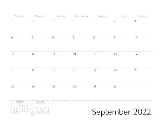 September 2022 Calendar Page