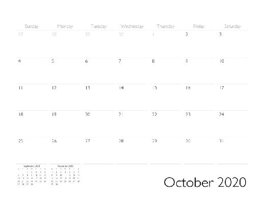 October 2020 Calendar Page