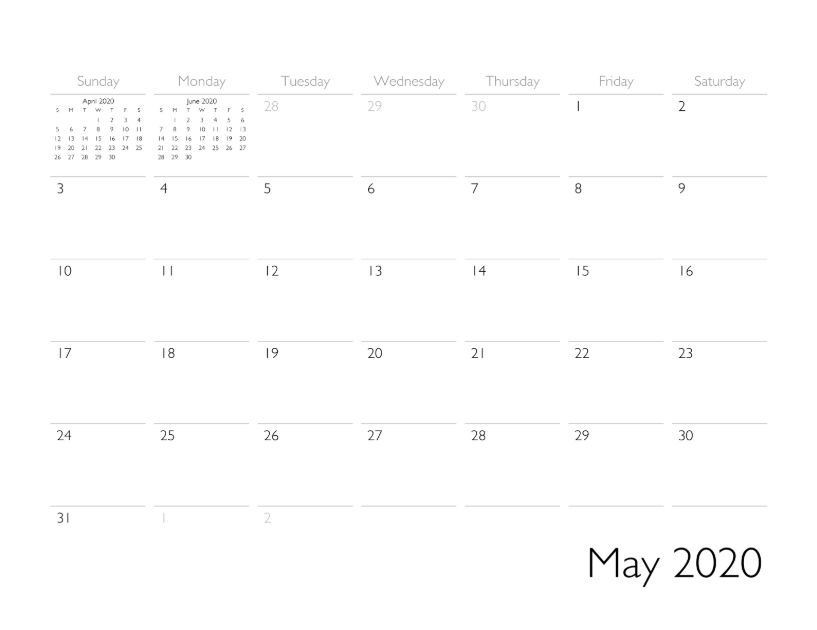 May 2020 Calendar Page