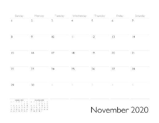 November 2020 Calendar Page
