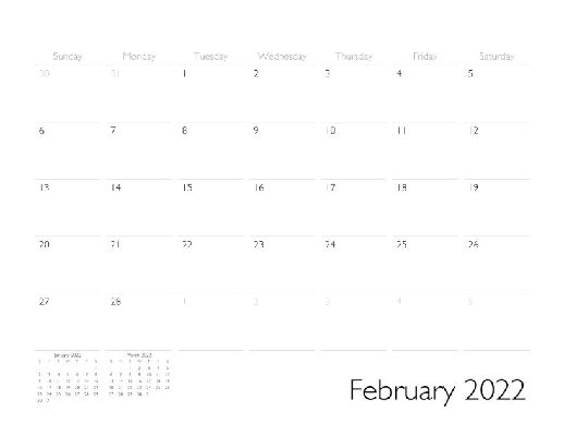 February 2022 Calendar Page