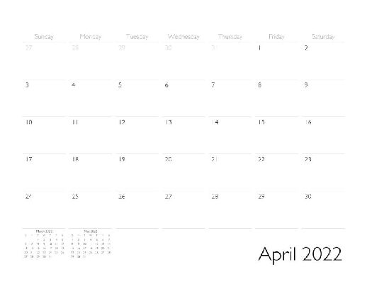 April 2022 Calendar Page