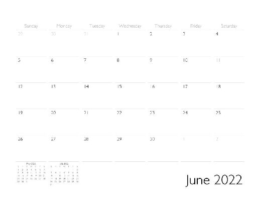 June 2022 Calendar Page