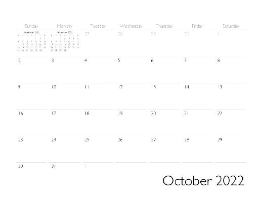 October 2022 Calendar Page