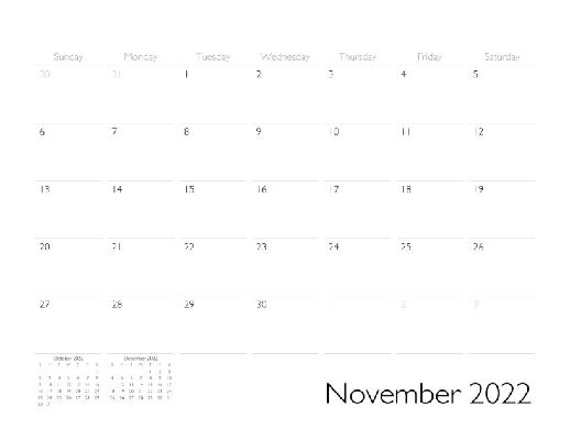 November 2022 Calendar Page