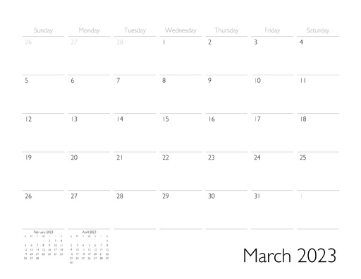 March 2023 Calendar Page