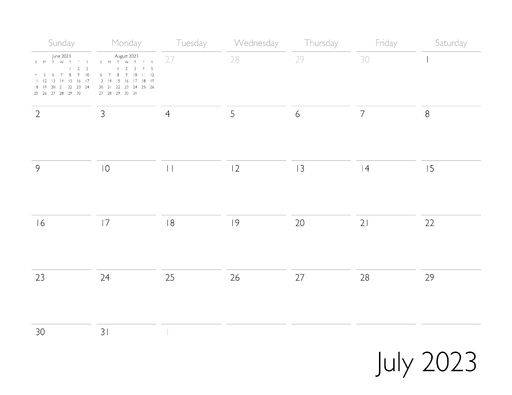 July 2023 Calendar Page