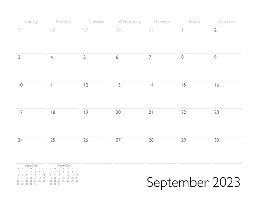 September 2023 Calendar Page