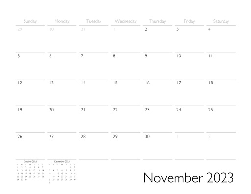 November 2023 Calendar Page