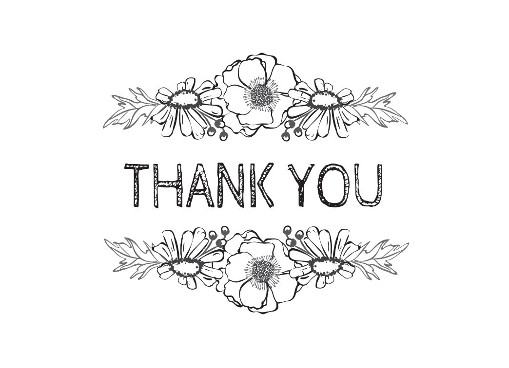 Photo Card Template Thank You Flowers Black on White Quick Album
