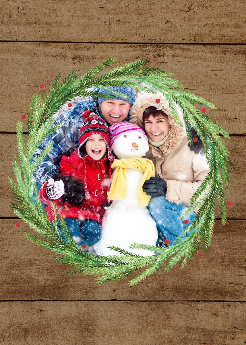 Wood Holiday Portrait Template