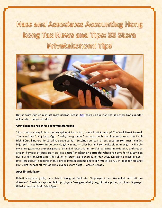 Hass and Associates Accounting Hong Kong Tax News and Tips: 33 S