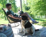 boy and his dog and the paper 9x7