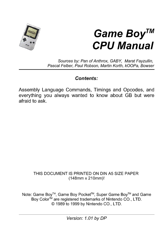 Game Boy CPU Manual