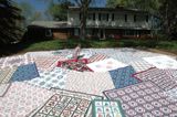 Family home and quilts (Above photo of Larry,Marty, John, Annette and Liz)