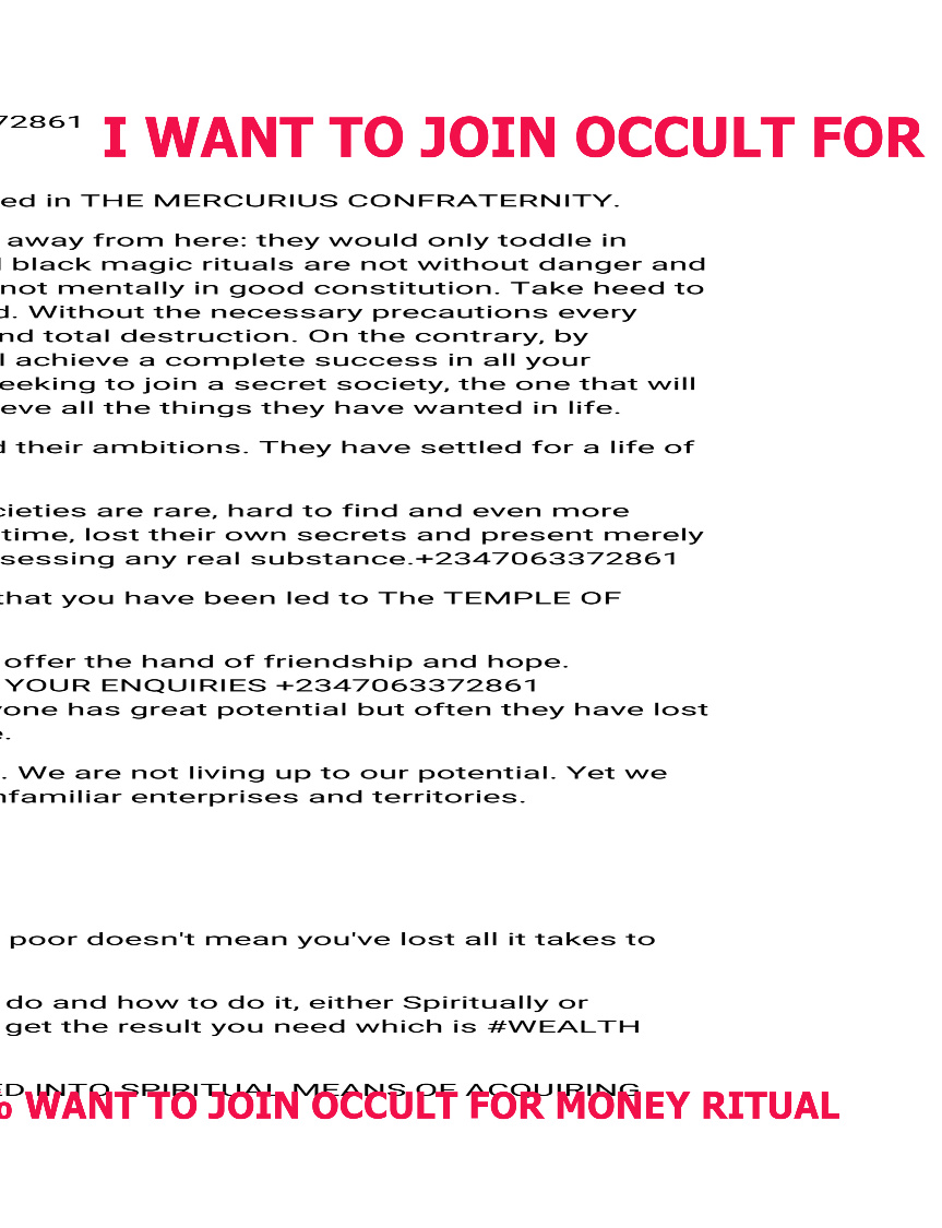 ¶¶[[+2347063372861]] ^^ I want to join occult for money ritual