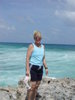 Kathy at Rocky beach in Cozumel