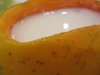 Double-boiled almond milk in papaya from Farm House Restaurant