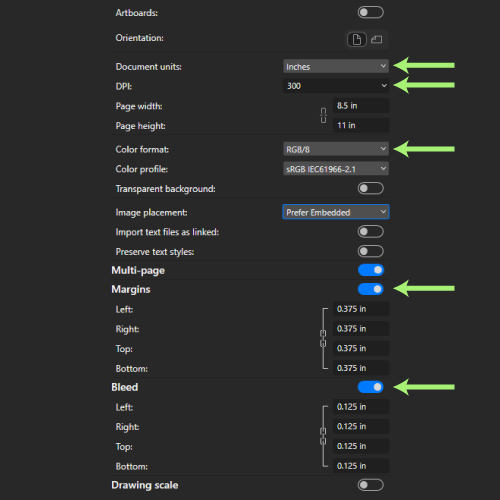 Document Setup Screenshot