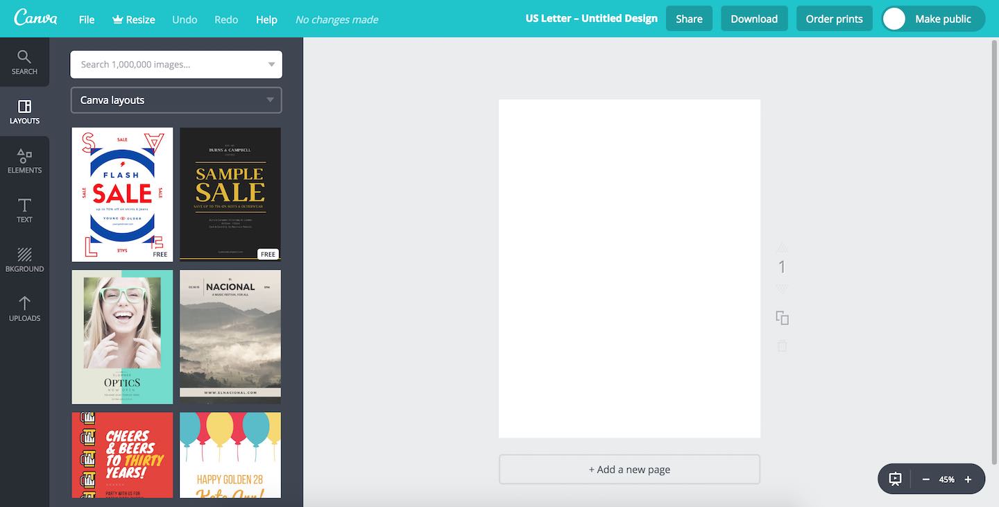 Canva Project Edit Screen