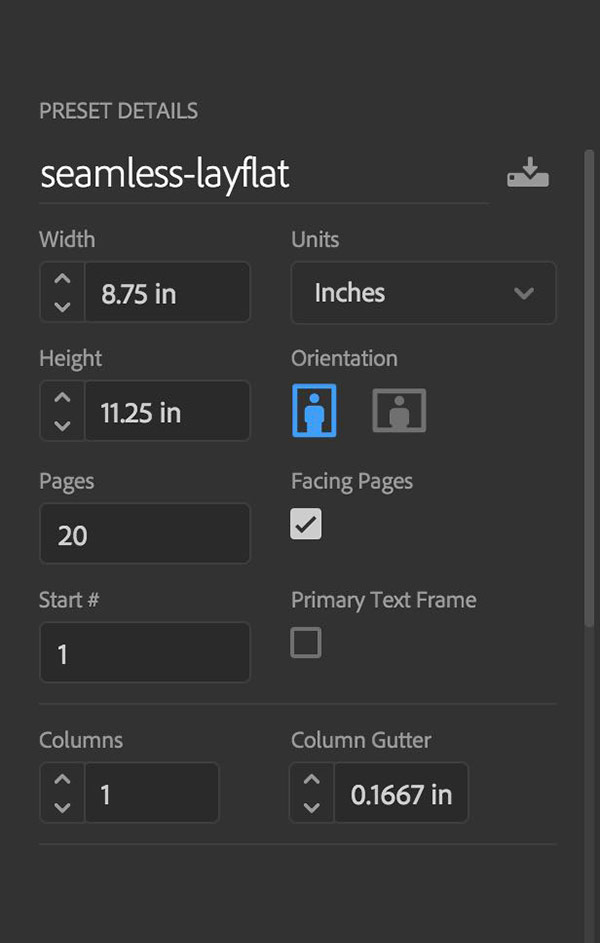 Seamless Layflat Setup Window