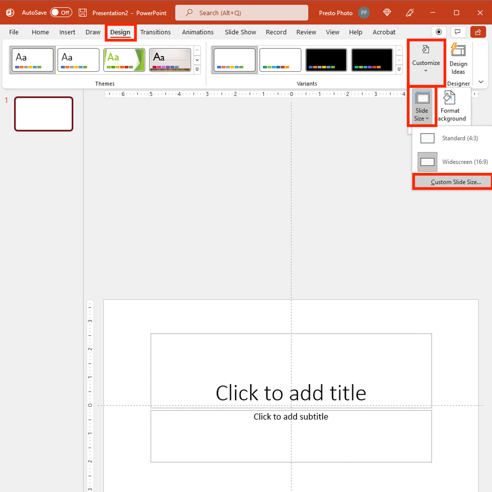 Microsoft Powerpoint Customize Size