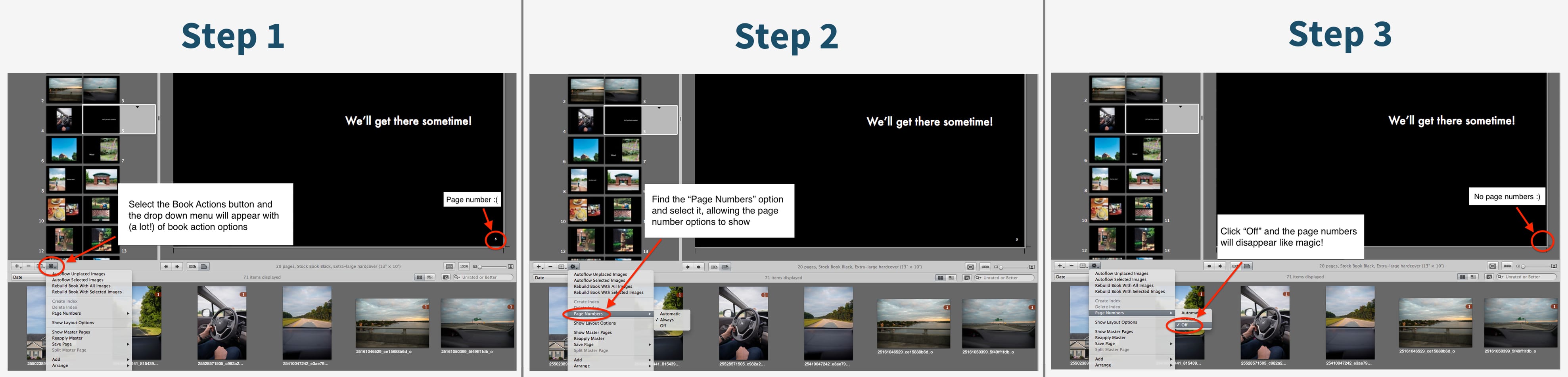 Remove Page Numbers in Aperture