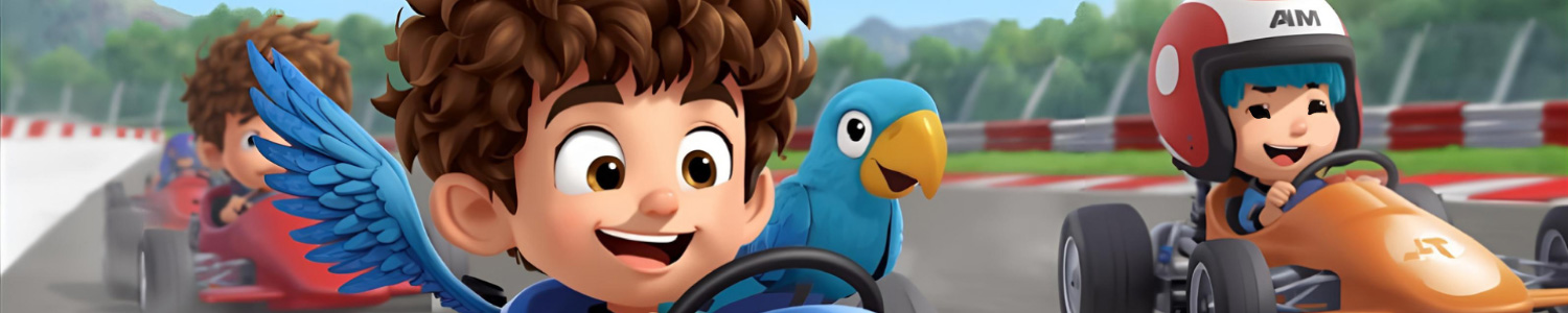 Boy in Racecar Banner