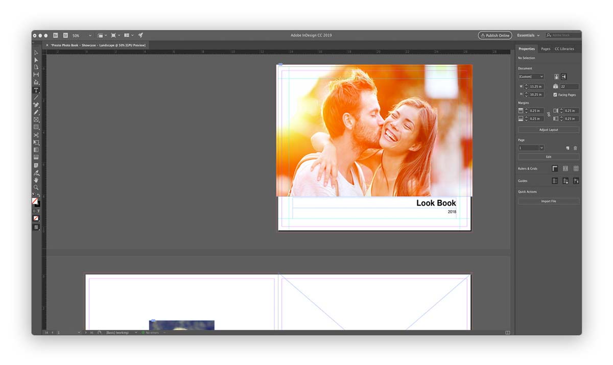 Screenshot of Photo Book made in Adobe InDesign