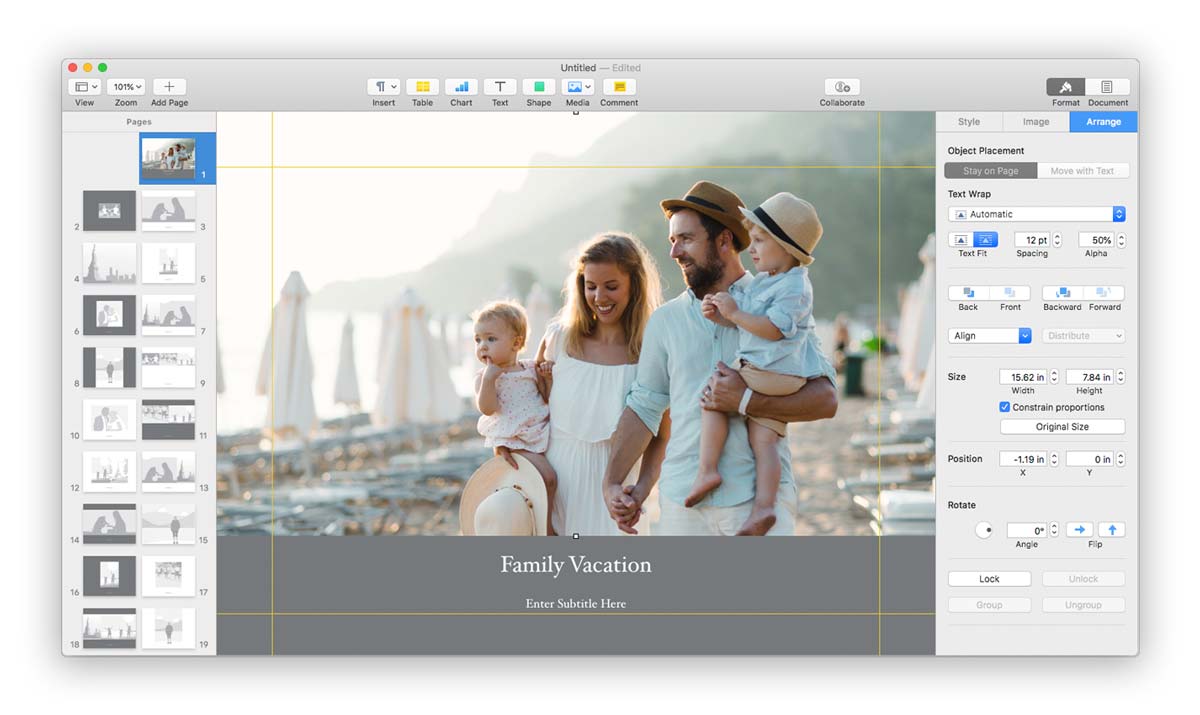 Screenshot of Photo Book made in Apple Pages
