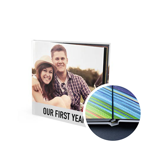 8x8 Layflat Hardcover Photo Book with Hinged Velvet 180 Photo Paper